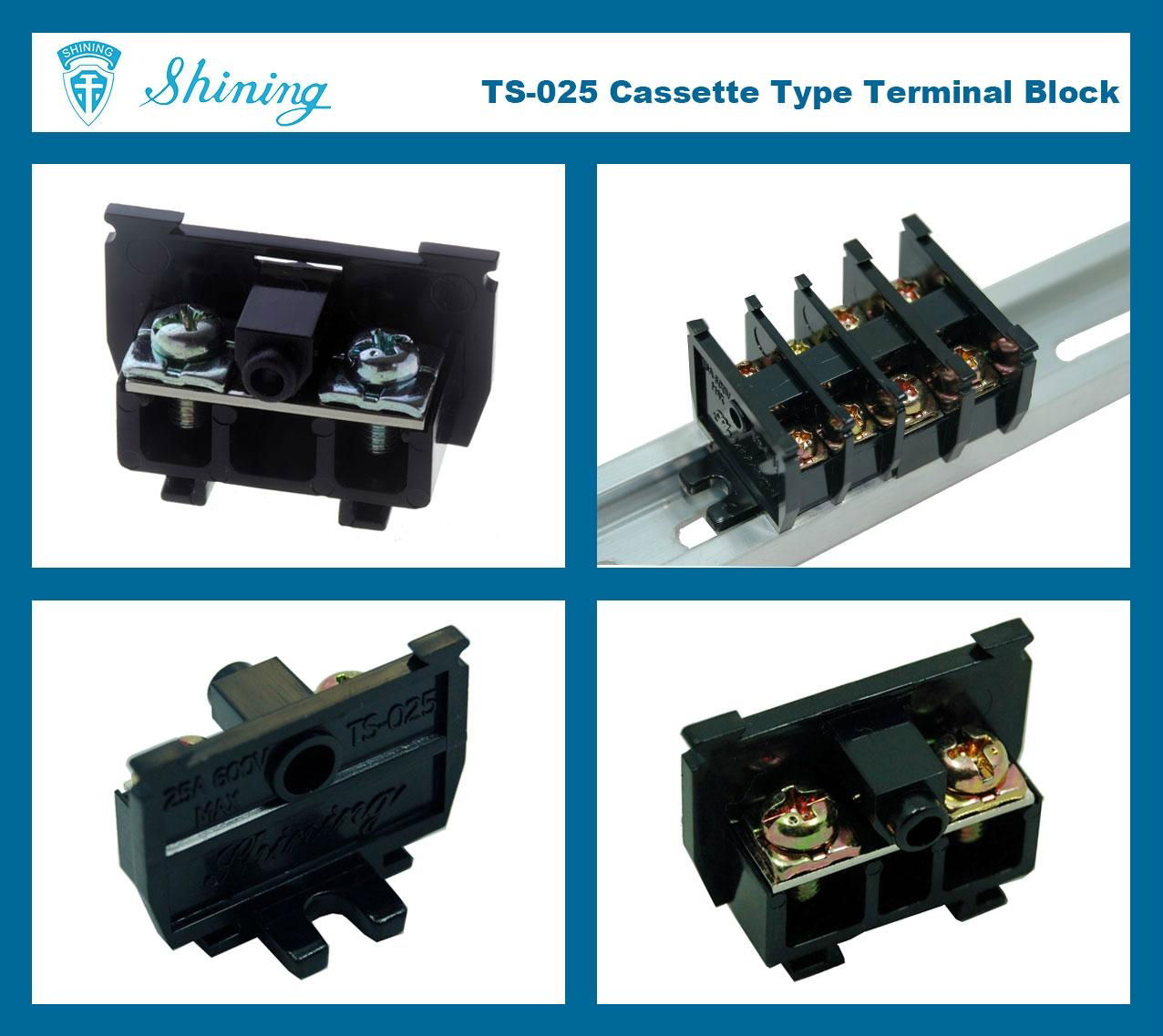 TS-025 25A 25mm DIN Rail Cassette Type Terminal Block Connector 2
