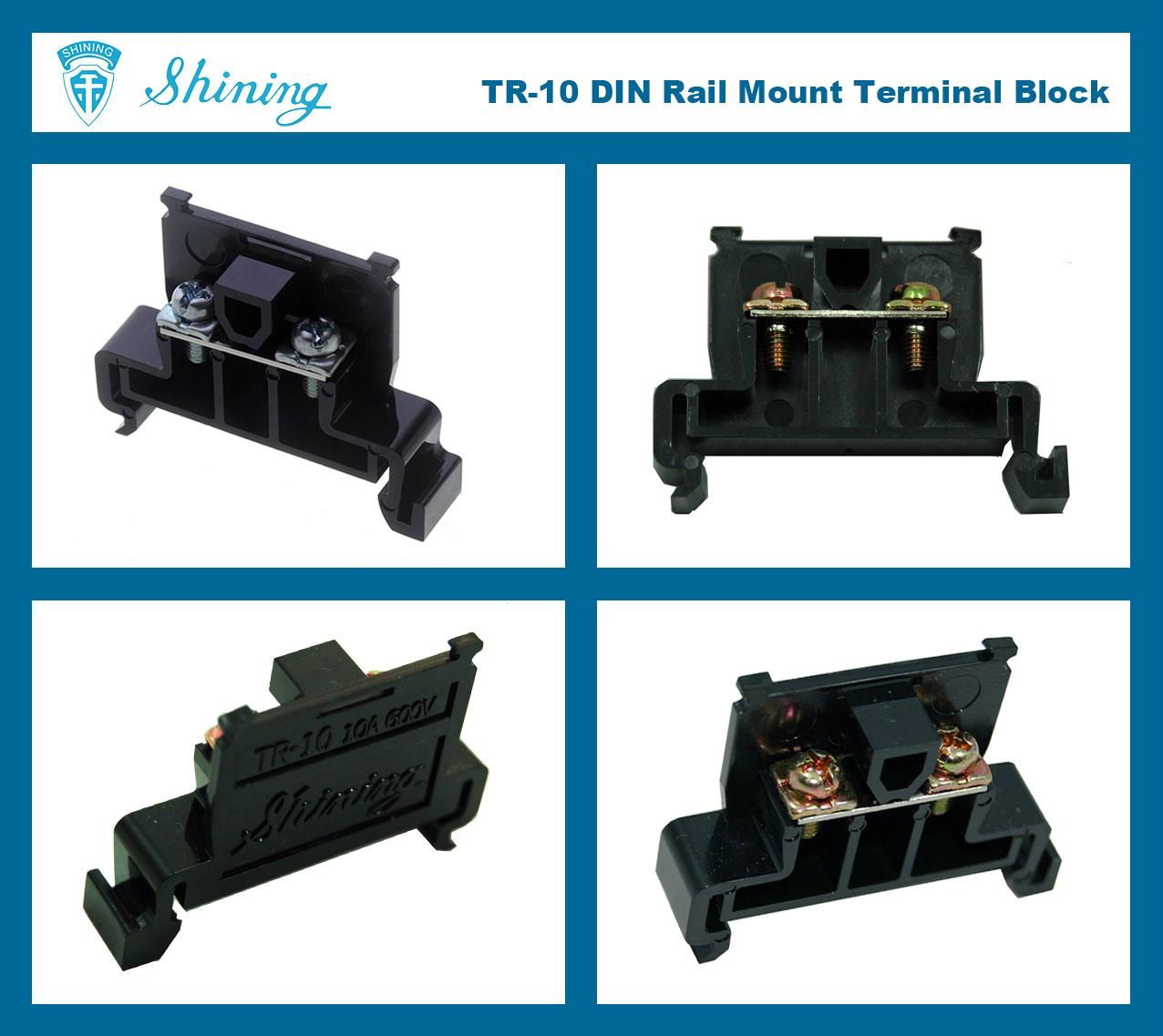 TR-10 10A 600V 35mm DIN Rail Quick Release Clip Terminal Block 2