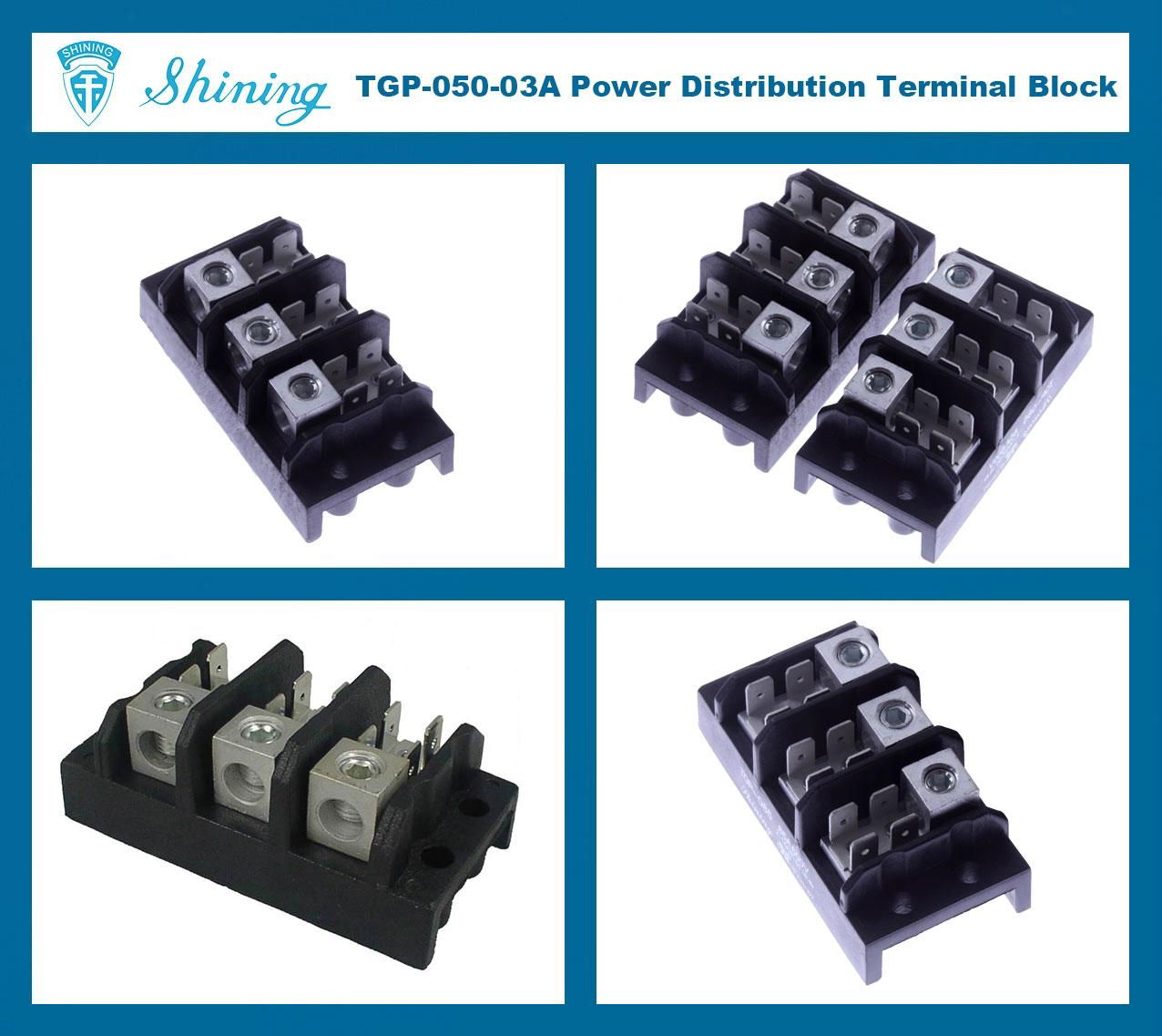 TGP-050-03A 600V 50A 3 Pole Power Distribution Terminal Block 2