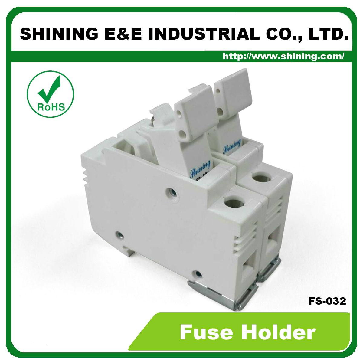 FS-032 600V 32A 2 Pole DIN Rail Mounted Cylindrical Fuse Carrier 3