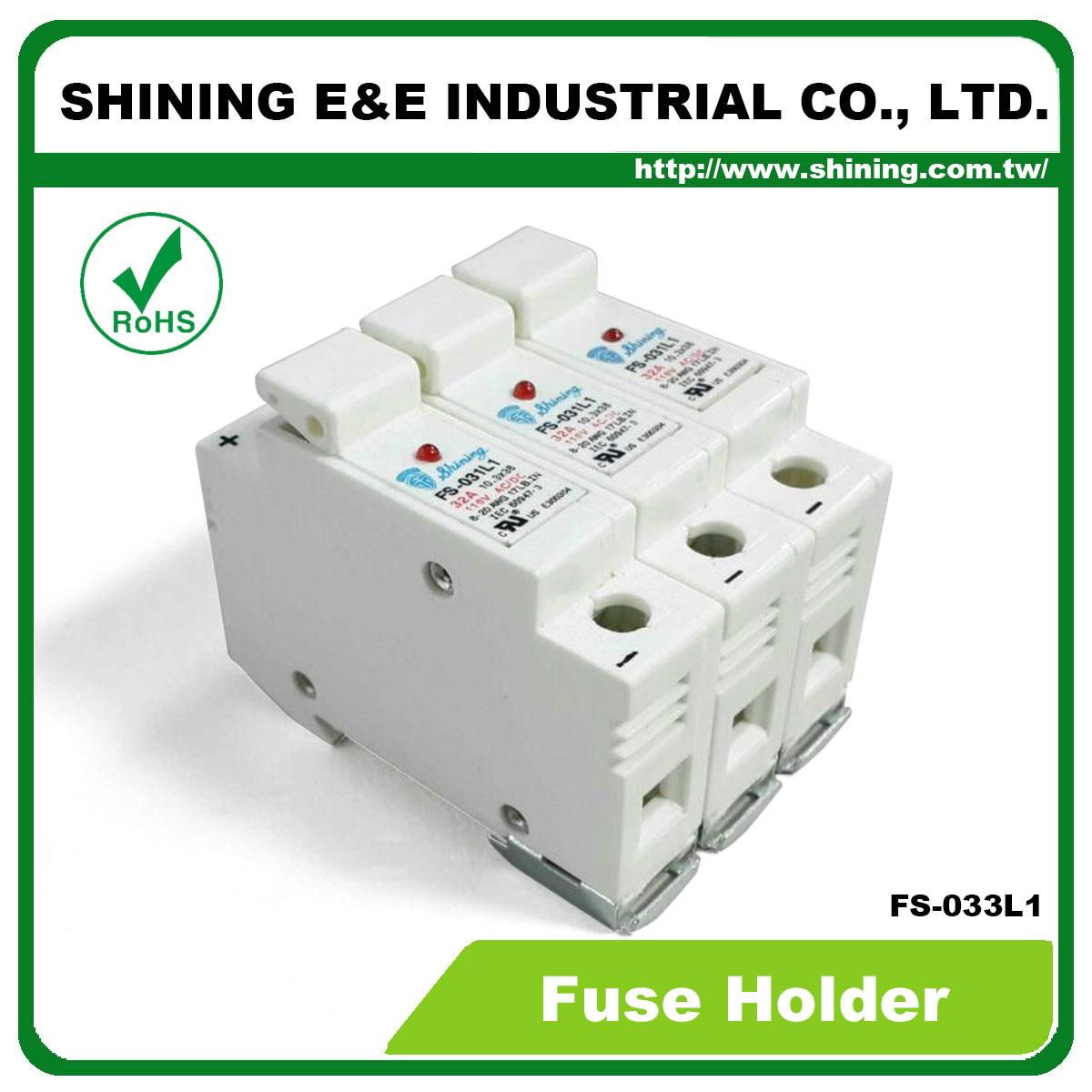 FS-033L1 110V 32A 3-Pole DIN Rail Mounted Cylindrical Fuse Switch