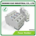 FS-033L3 600V 32A 3-Way DIN Rail Mounted Cylindrical Fuse Holder 2