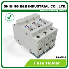 FS-033L2 380V 32A 3 Way DIN Rail Mounted Cylindrical Fuse Base