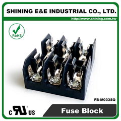 FB-M033SQ 600V 30Amp 3-Way UL 10x38 Ceramic Midget Fuse Block