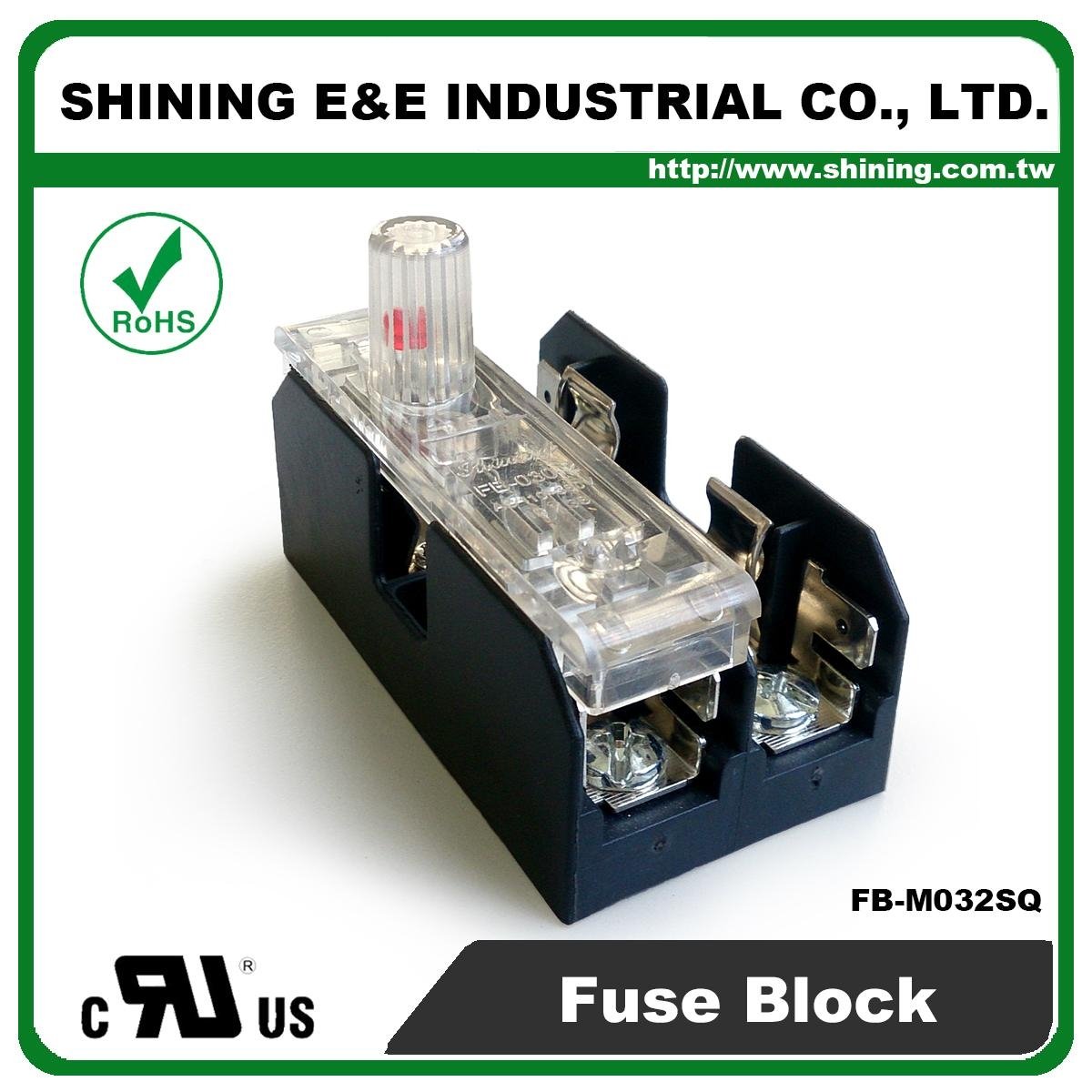 FB-M032SQ 600V 30Amp 2-Way UL 10x38 Ceramic Midget Fuse Block 2