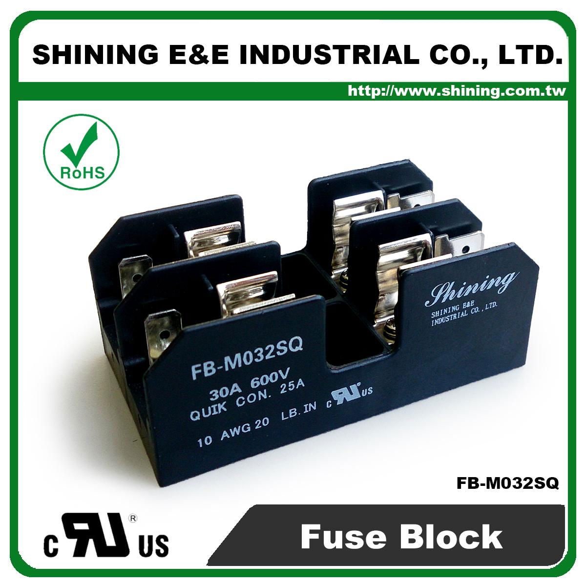 FB-M032SQ 600V 30Amp 2-Way UL 10x38 Ceramic Midget Fuse Block 4