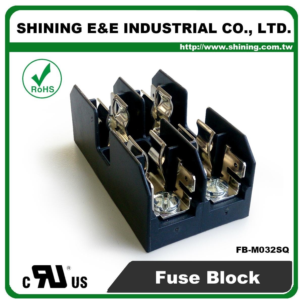 FB-M032SQ 600V 30Amp 2-Way UL 10x38 Ceramic Midget Fuse Block 3