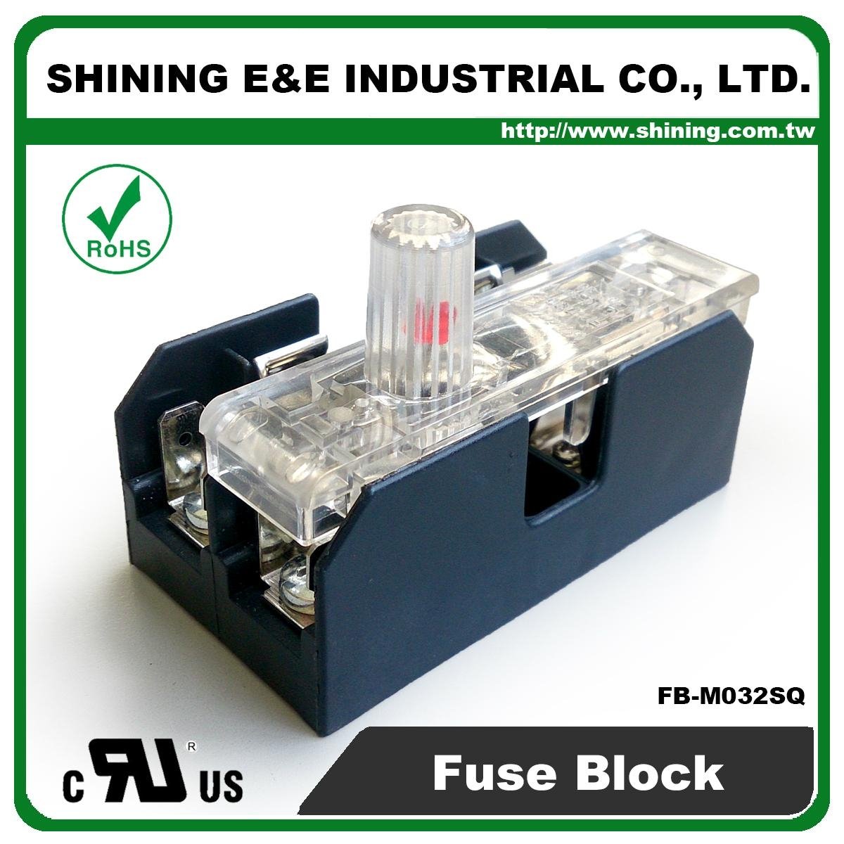 FB-M032SQ 600V 30Amp 2-Way UL 10x38 Ceramic Midget Fuse Block 5