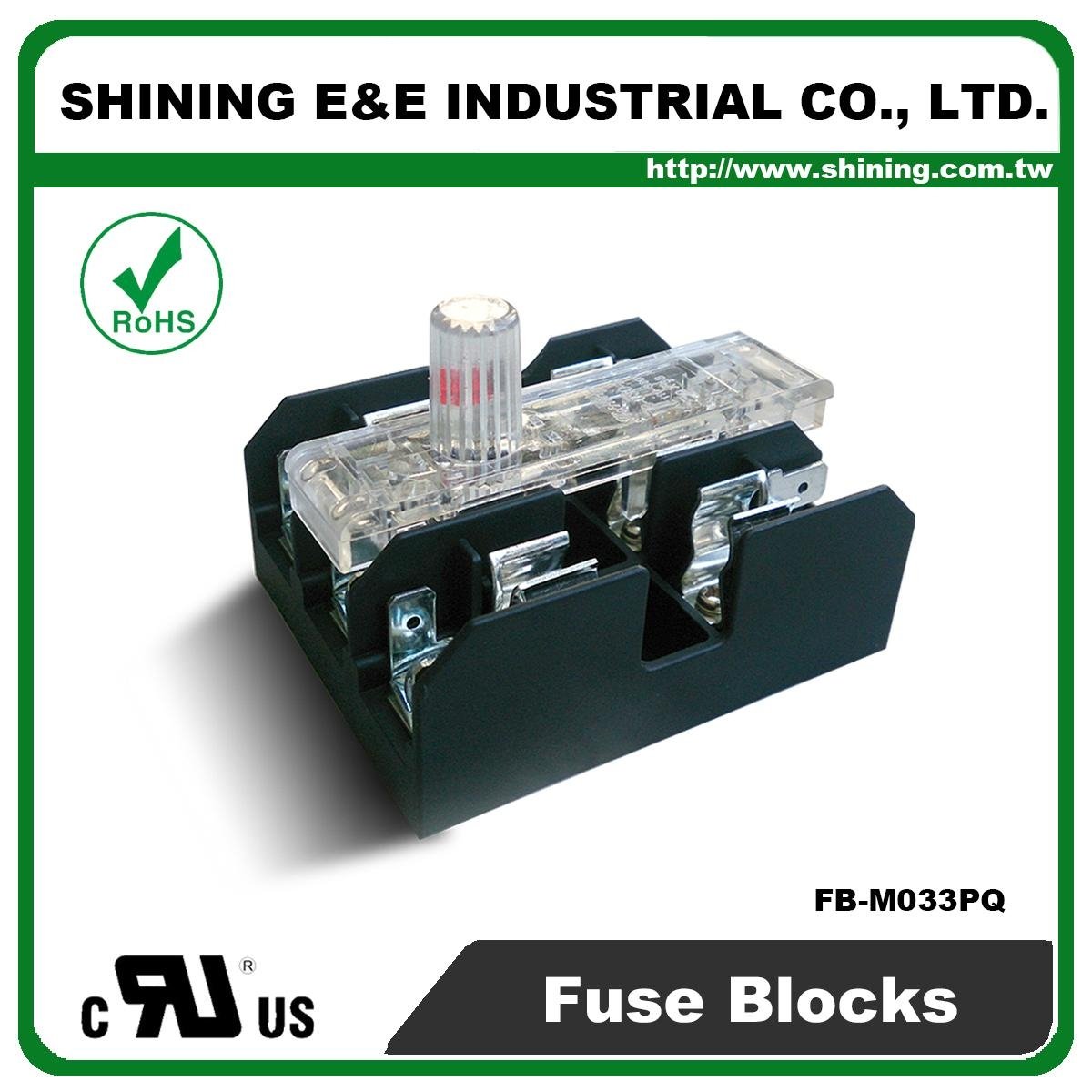 FB-M033PQ  600V 30Amp 3 Way UL 10x38 Ceramic Midget Fuse Block