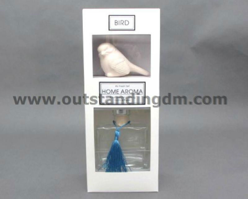 1 pc ceramic bird, 1pc transparent glass bottle with stopper & 1pc tassel