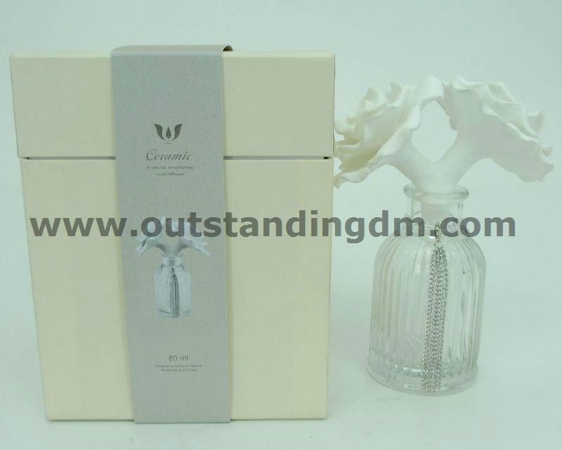 double ceramic flower in glass bottle for gift set