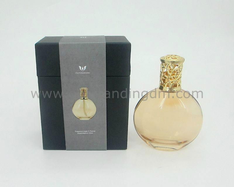 glass bottle with cap in luxury  paper box