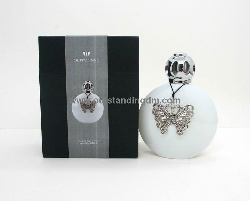 300ml white glass bottle with Butterfly charm for incense lamp