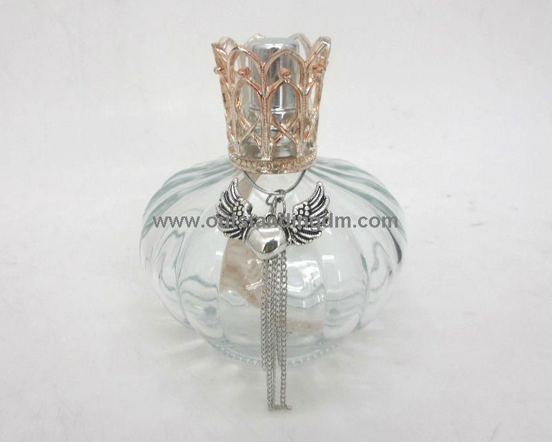 clear glass bottle (150ml bottle without fragrance oil) zinc alloy cap ,wick stone snuffer bayonet cap                                                   