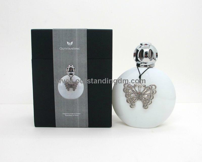 white glass bottle with zinc alloy cap