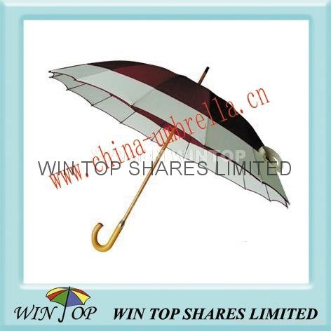 16 ribs auto straight wooden umbrella