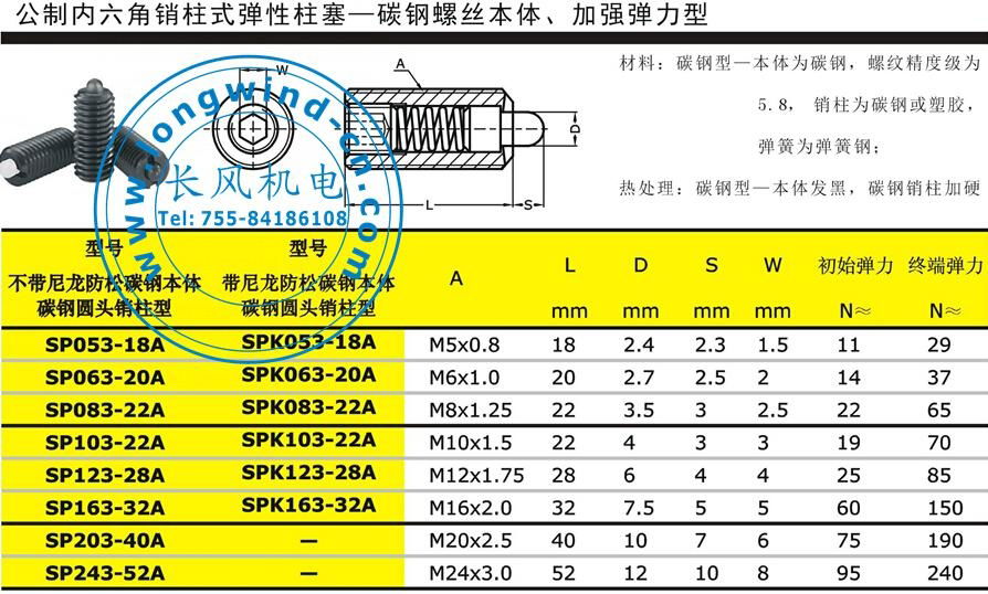 公制內六角銷柱式彈性柱塞 4