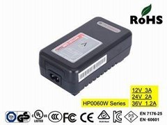 HP0060WA 12V3A Lead acid battery charger with CE,UL,FCC,cUL,TUV-GS, TUV-PSE,SAA