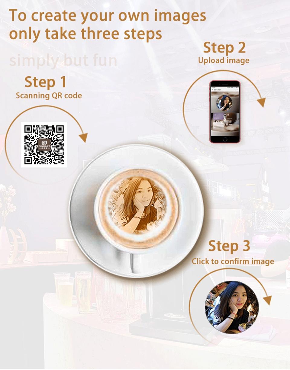 Faster selfie-printable CSC5 coffee beer juice cake latte printing machine 5