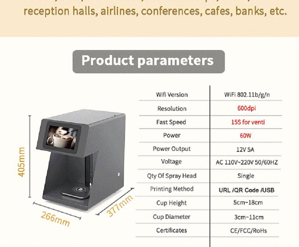 Faster selfie-printable CSC5 coffee beer juice cake latte printing machine 3