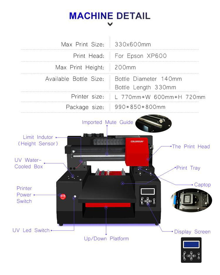 適用於Epson DX9工業A3+ UV打印機3060的移動蓋筆瓶印刷機 5