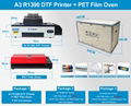 A3 R1390 DTF Printer  +  PET Film Oven   package price 4