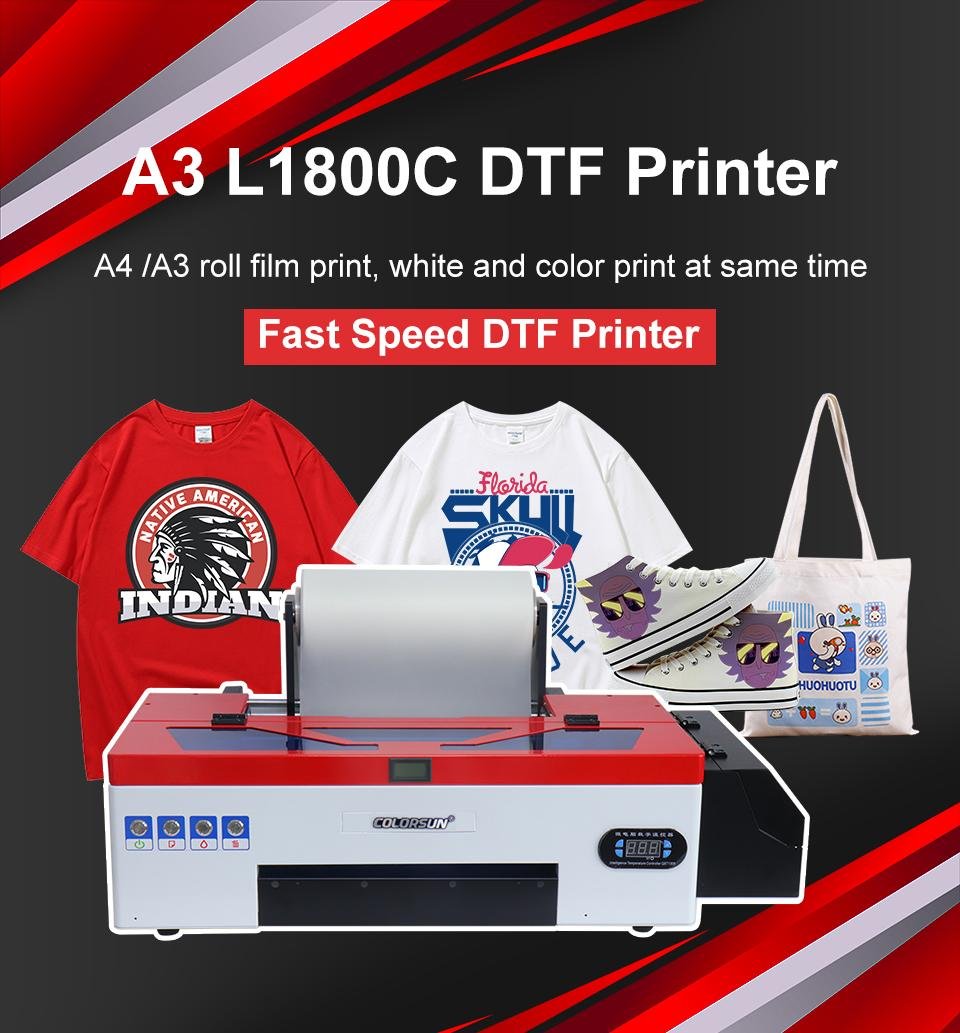 A3 L1800C DTF printer+PET Film Oven  package price 100ml package price 5