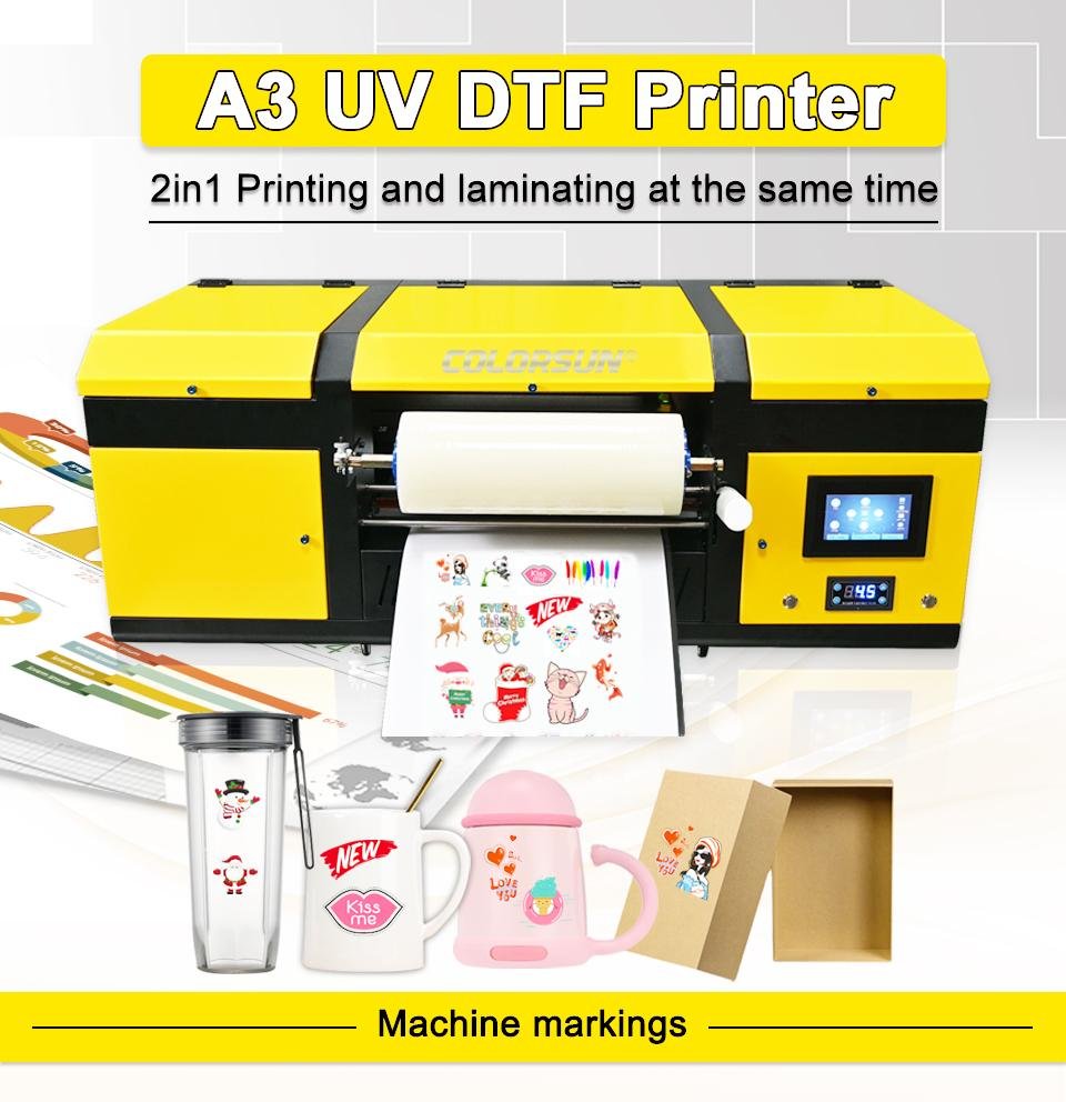A3 尺寸 2 合 1 帶覆膜機 Direct To Ab Film UV DTF 打印機 5