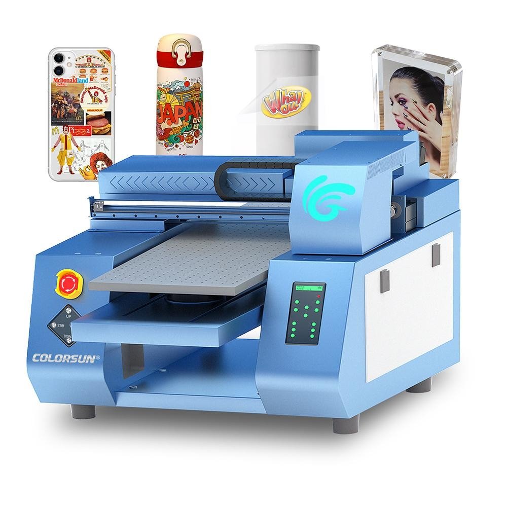 Colorsun 12 color Automatic 33*60 A3+ flatbed UV Printer with varnish Phone  case UV printer Metal acrylic uv printer 2 printhead -  www. — Wide Image Solutions