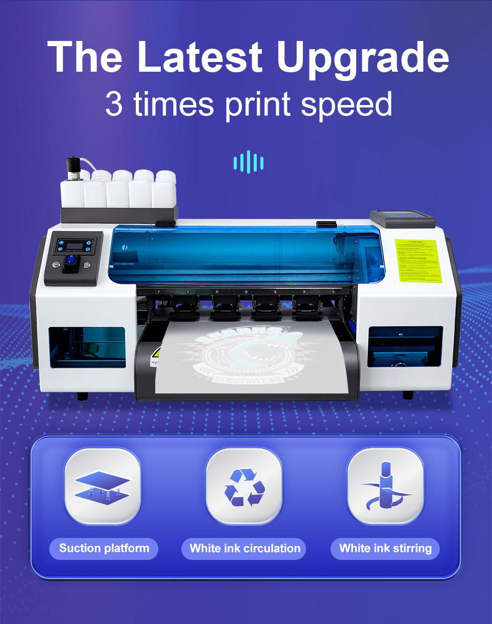 2 头 XP600 数字 DTF 打印机 30cm A3 PET 薄膜胶印 T 恤 DTF 打印机摇粉 DTF 打印机 3