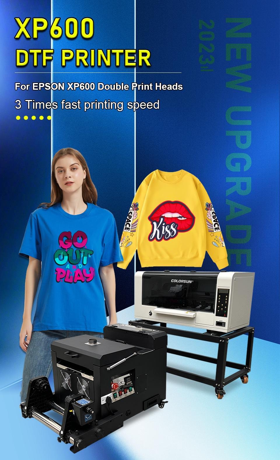 喷墨打印机打印机 24 英寸 xp600 epson a3 带摇床和烘干机 a3 卷对卷转印机 dtf 2
