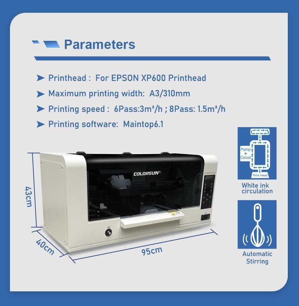 喷墨打印机打印机 24 英寸 xp600 epson a3 带摇床和烘干机 a3 卷对卷转印机 dtf 3