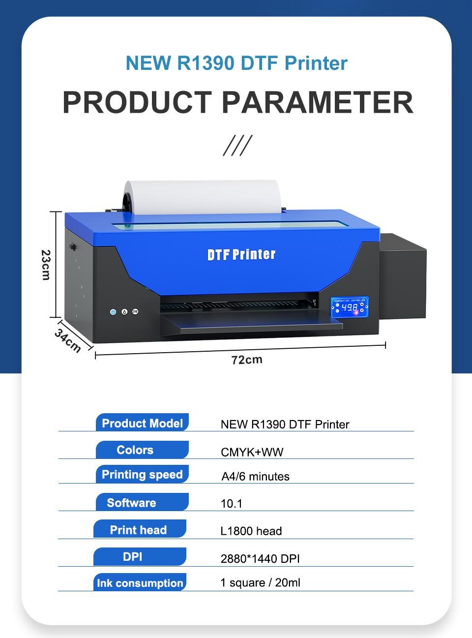 Automatic inkjet t shirt dtf for clothes all in one R1390 6 color ink dtf printe 3