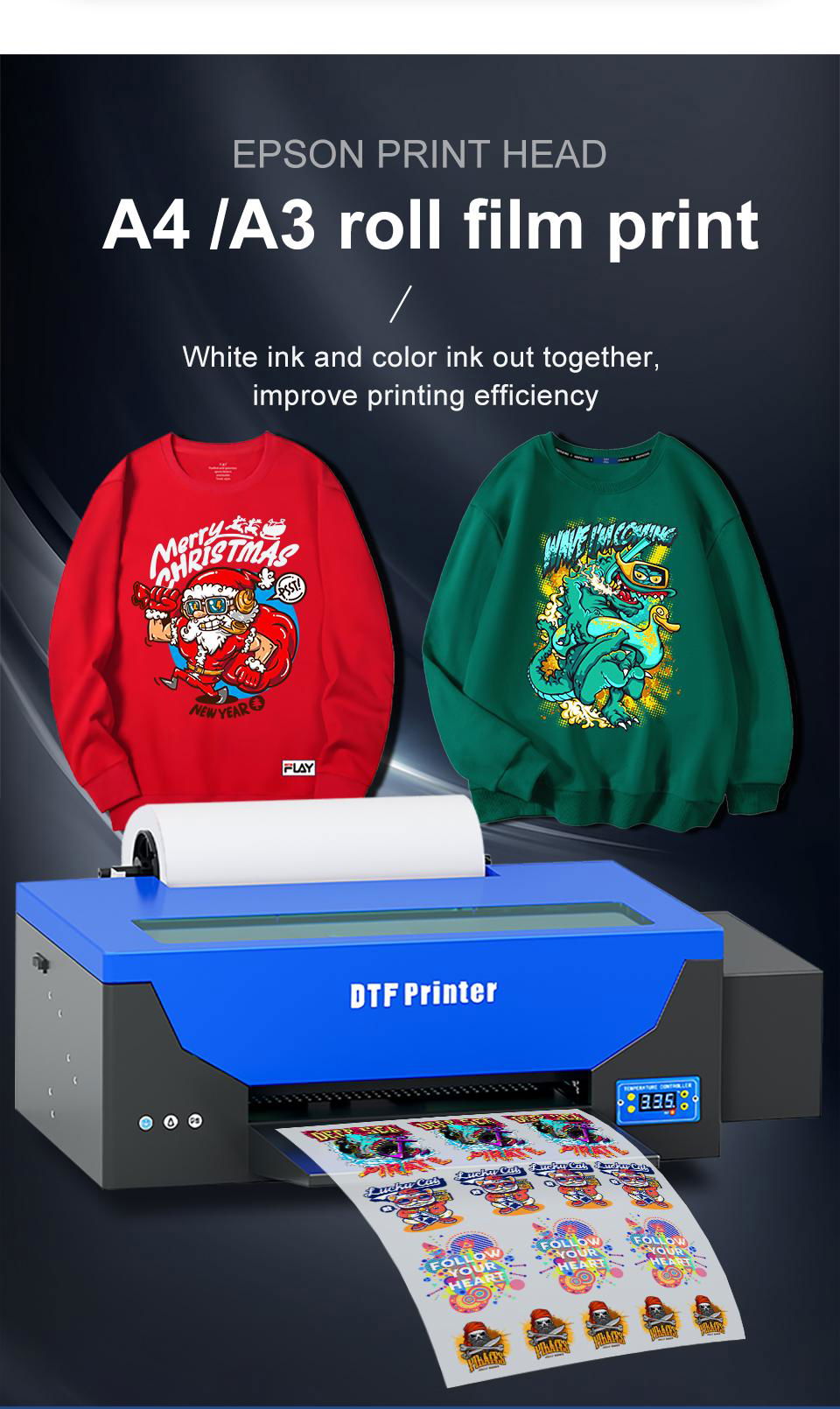 Automatic inkjet t shirt dtf for clothes all in one R1390 6 color ink dtf printe 4