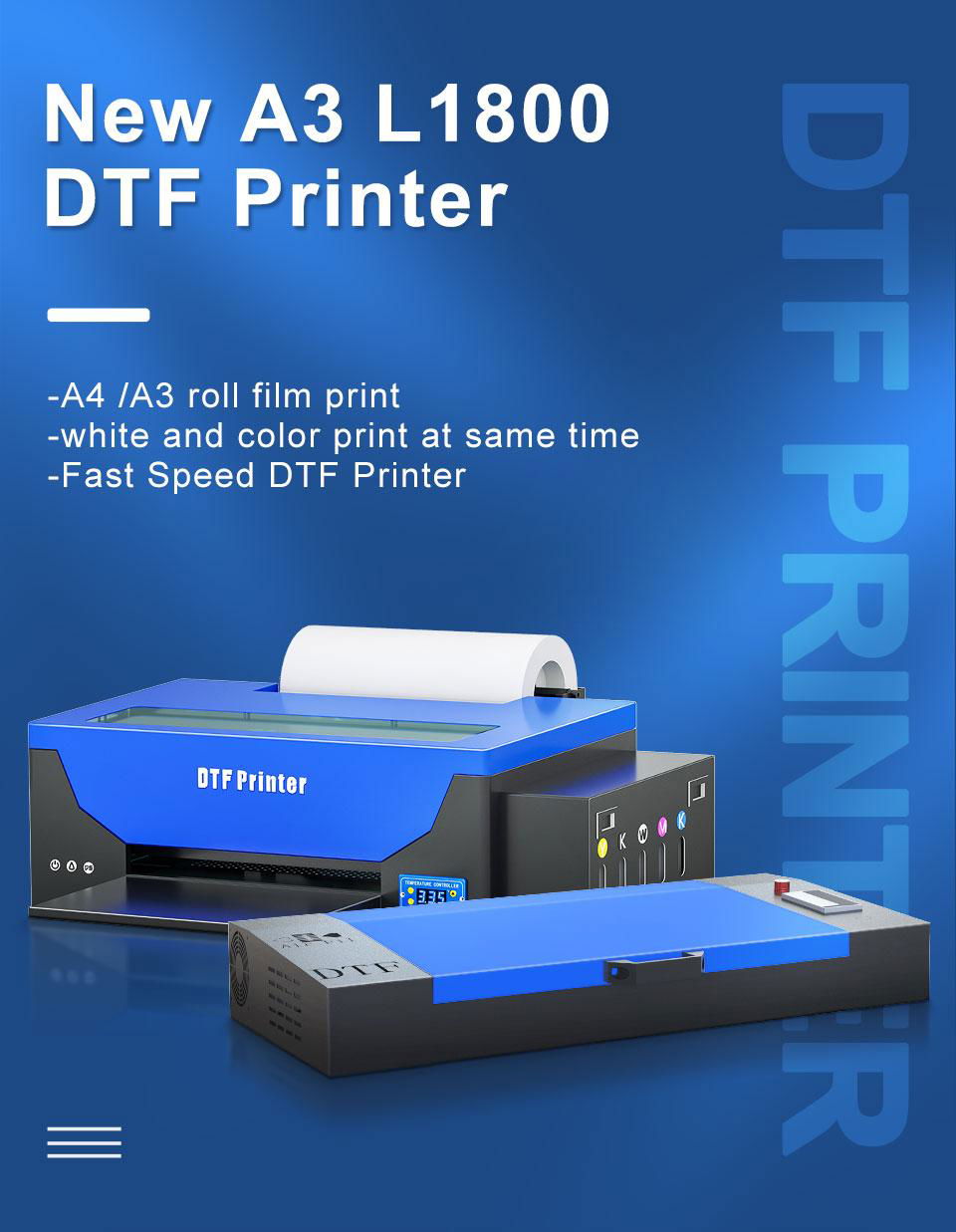 A3 DTF 打印機數碼卷 l1800 衣服 T 卹熱轉印 DTF 薄膜印刷機 30 釐米 T 卹 2