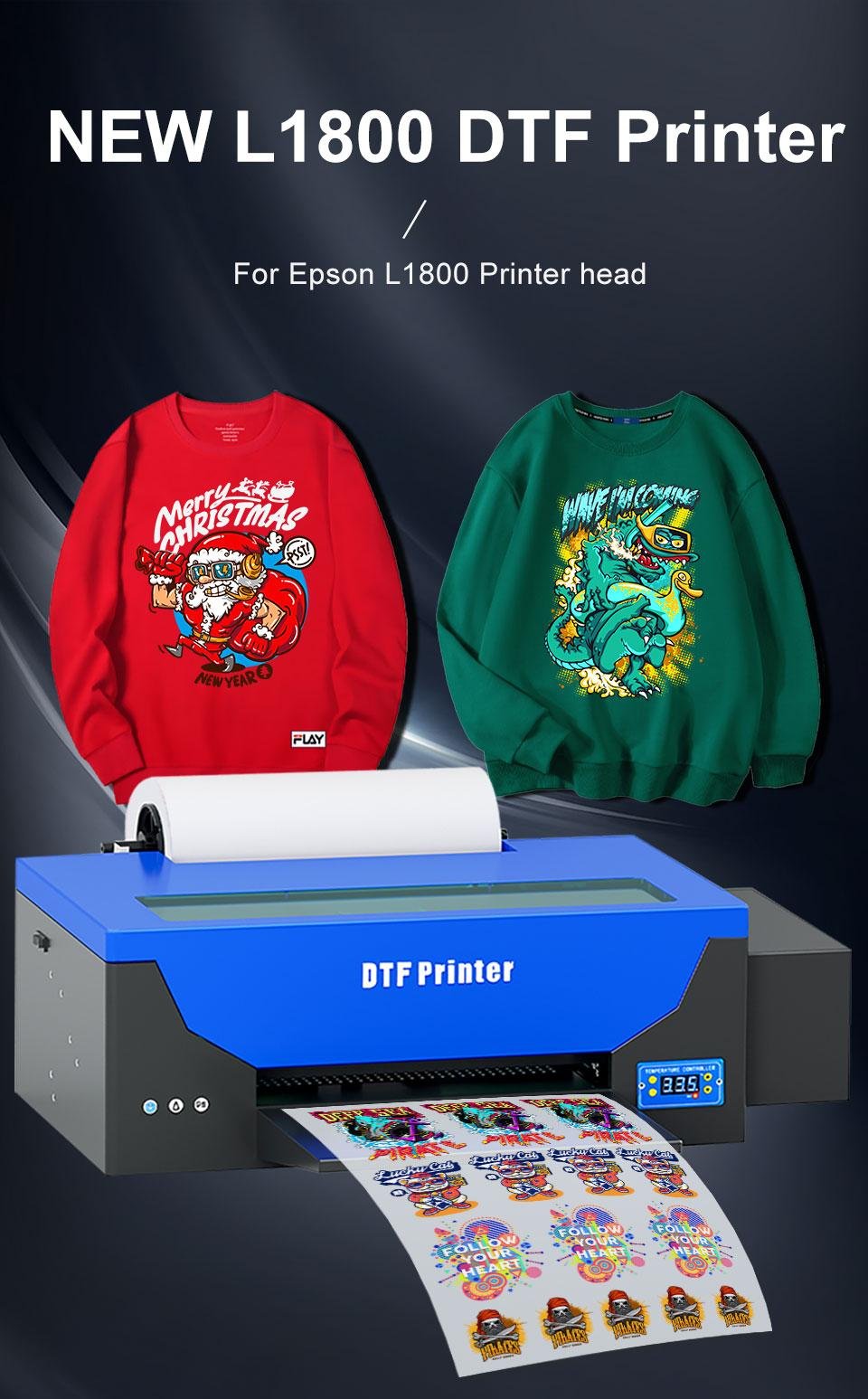 A3 DTF Printer Digital Roll l1800 Clothes T Shirt Heat Transfer DTF Film Printin 4