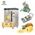 Pineapple head and tail removal + peeling + cutting rings Canned pineapple proce