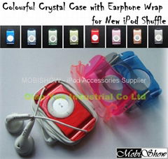 Colourful Crystal Case with earphone Wrap for iPod Shuffle 2nd