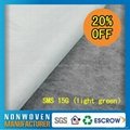 Spot Price 15gsm SMS Nonwoven Fabric 160cm Width Light Green/Bule/White Color
