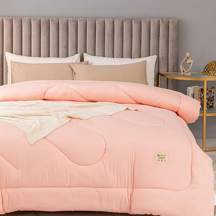 200*230 Bedding Comforter 100% Polyester Super Soft Light Warm Pink Comforter 3