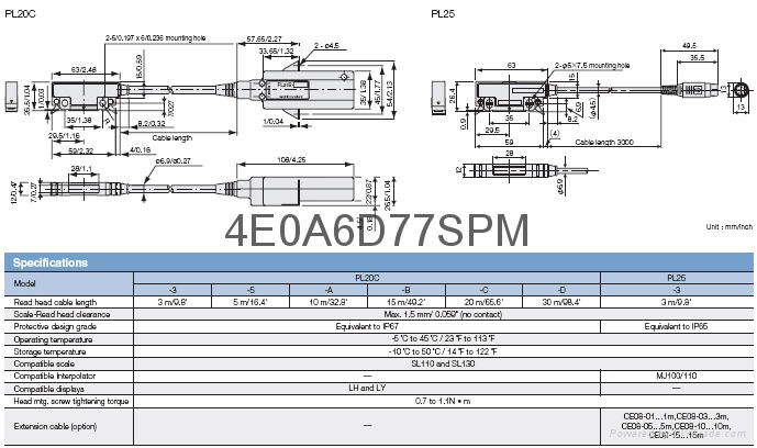 Digiruler SL130 SL110 Read head PL25-3 4