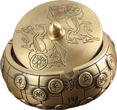 Brass ashtray with cover office household chess Chinese style pure copper 