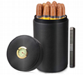 Genuine leather round cigar box large