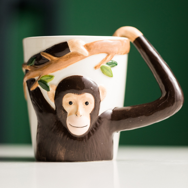 動物造型杯馬克杯咖啡杯儿童卡通陶瓷杯萌寵表情杯水杯牛奶杯杯子