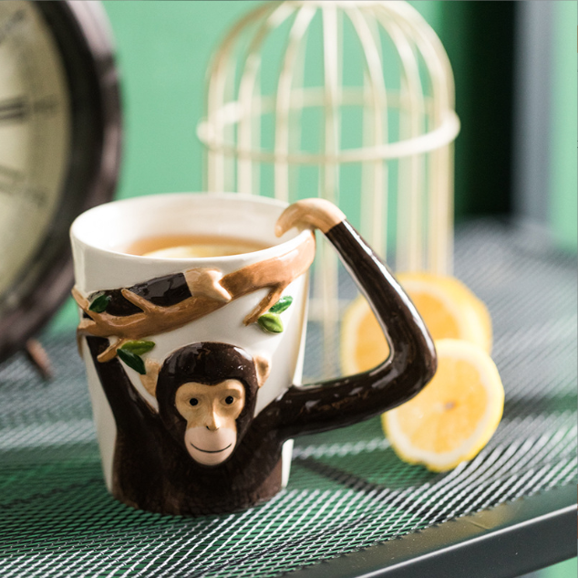 動物造型杯馬克杯咖啡杯儿童卡通陶瓷杯萌寵表情杯水杯牛奶杯杯子 5