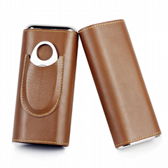 Built-in cedar wood cigar leather case cigar box portable cigar set cigar cutter (Hot Product - 1*)