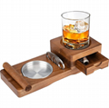 Solid wood cigar ashtray with drawer with whiskey cigar tray