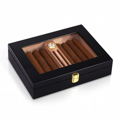 Cedar wood cigar moisturizing box mini portable piano paint with skylight box