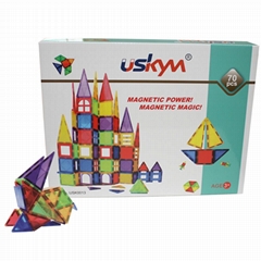 Kids Magnet Toys Magnet Building Tiles,  70pcs 3D Magnetic Building Blocks Set,