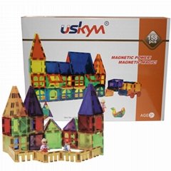 158 piece magnetic building blocks toys magnet tiles 3d clear vivid color